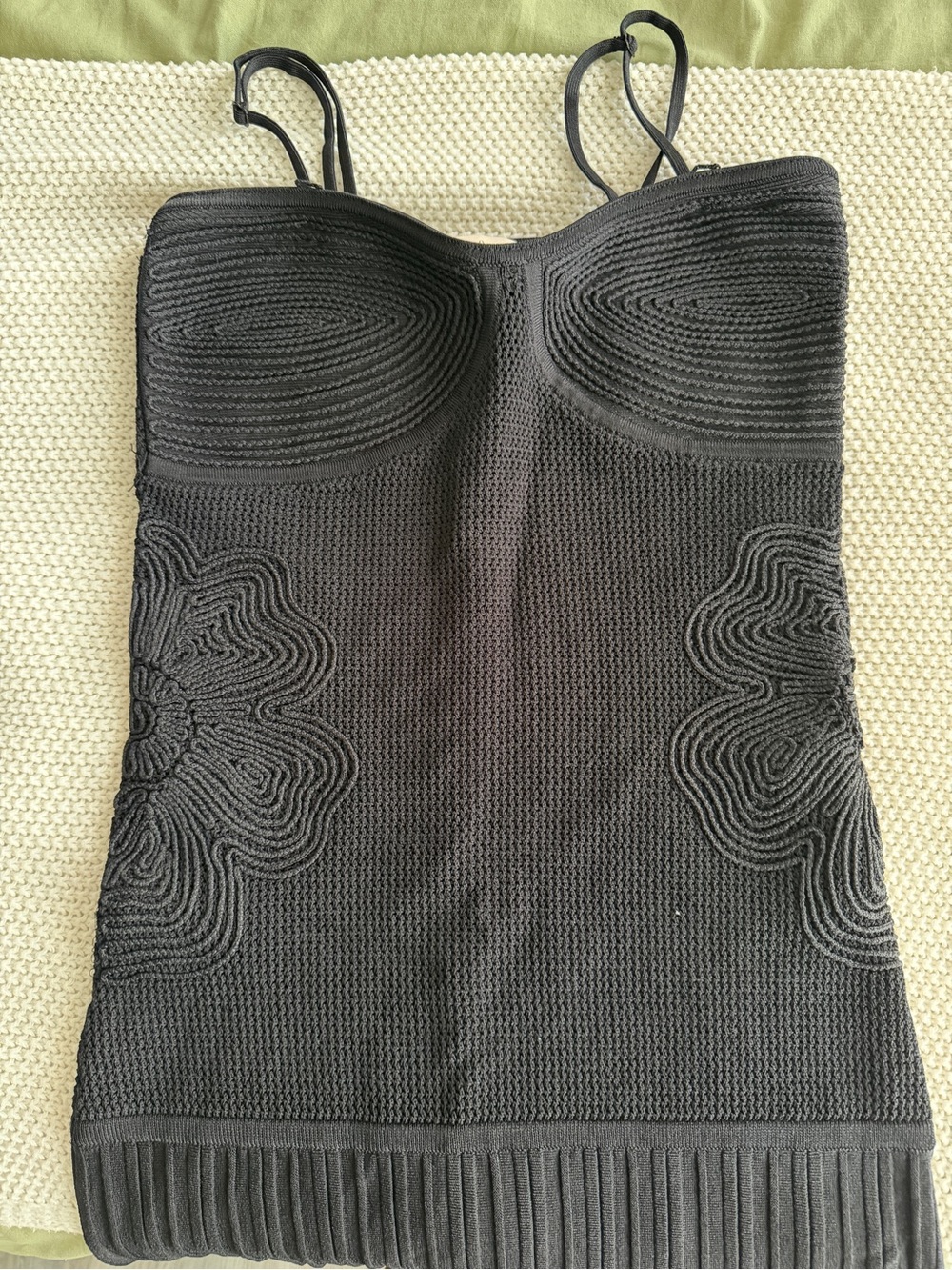 Camila Coelho Black Knit Floral-Detail Cami *Brand New - Never Worn*